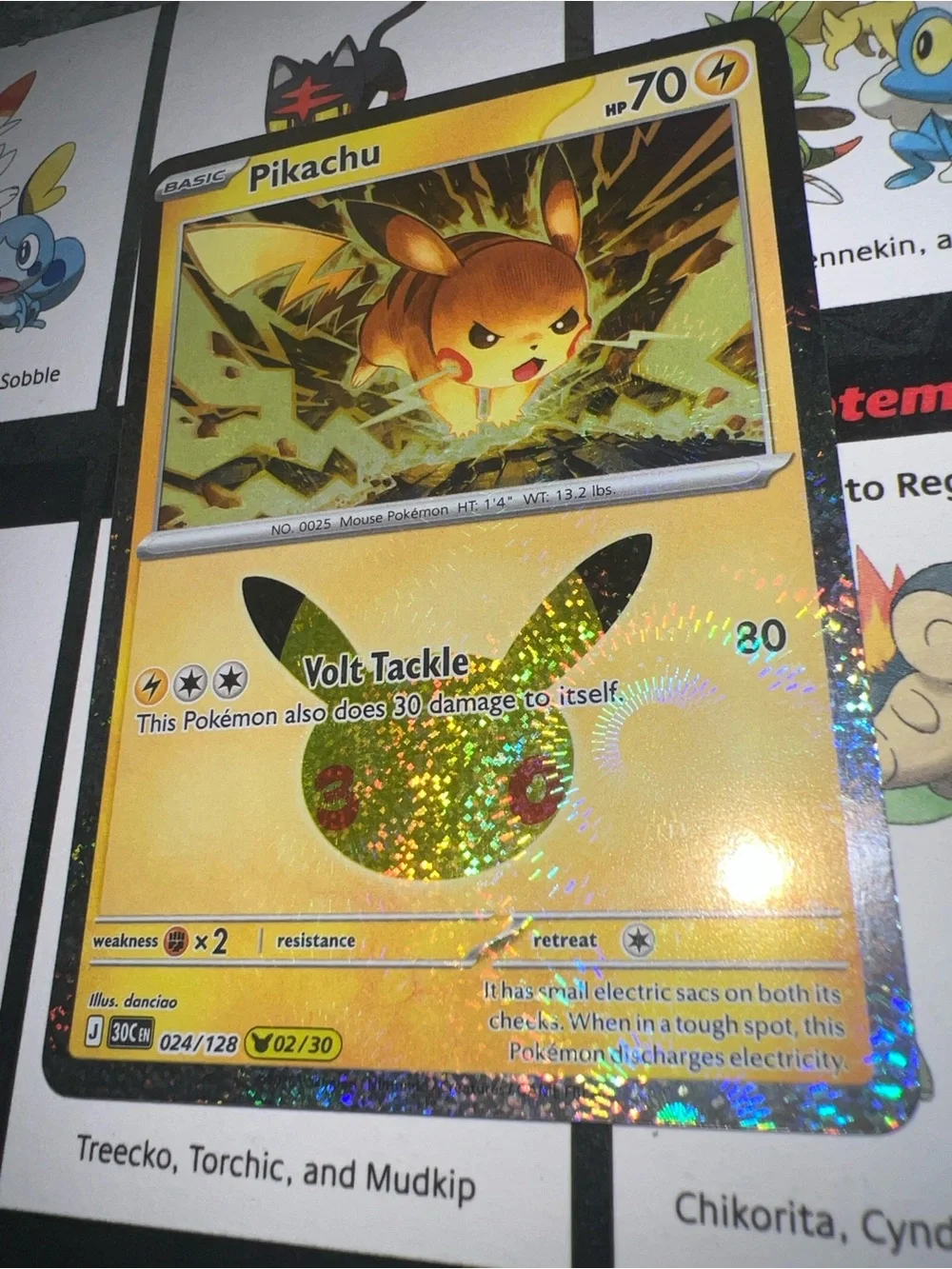 Pokemon Pikachu Holographic Card — Yellow and Gold Foil